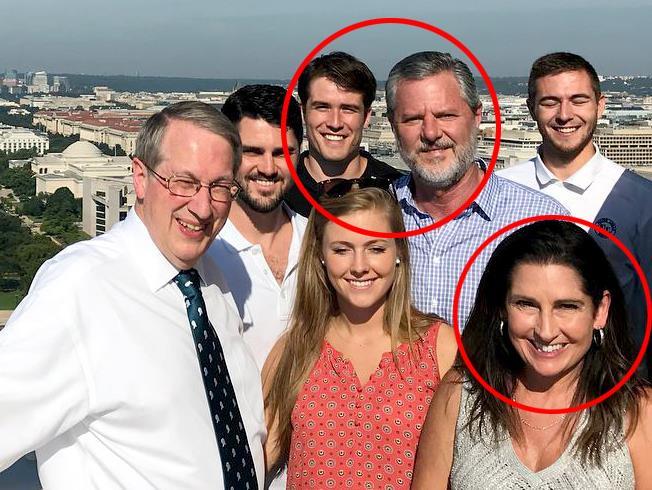 Close friends Jerry Falwell Jr and Giancarlo Granda and Becki Falwell in Washington DC in 2018