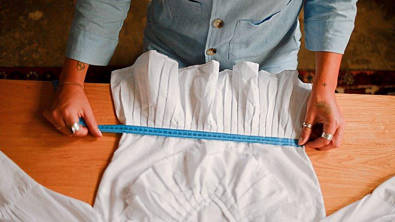 Waste not: She then designs clothes using the material