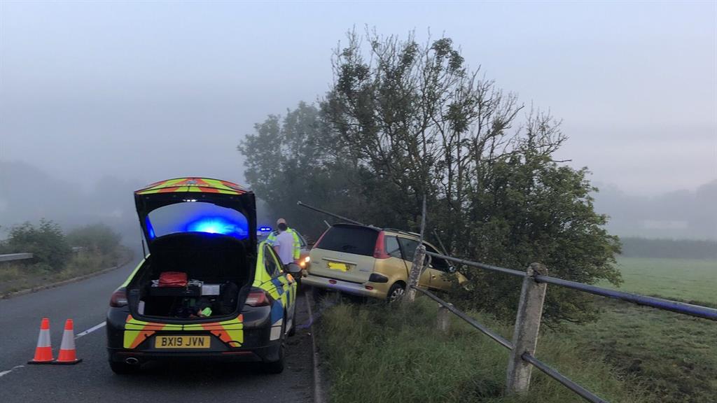 Lucky escape: Foggy conditions at crash scene