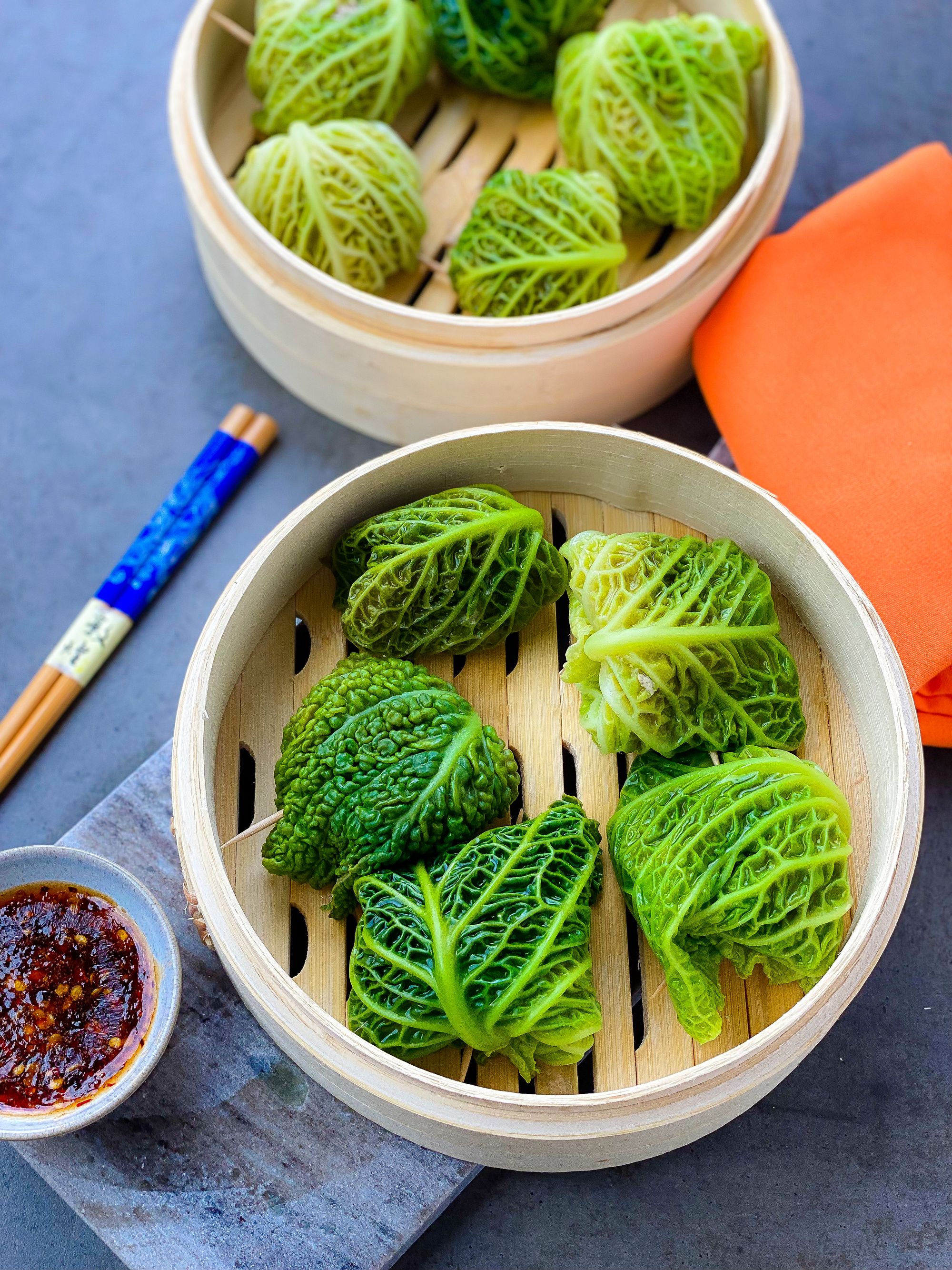 Chinese Steamed Pork and Cabbage Rolls