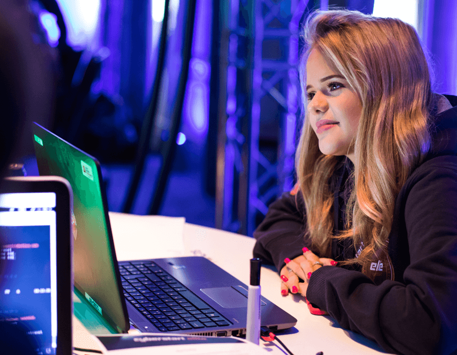 Cyber Discovery - teenage girl at laptop