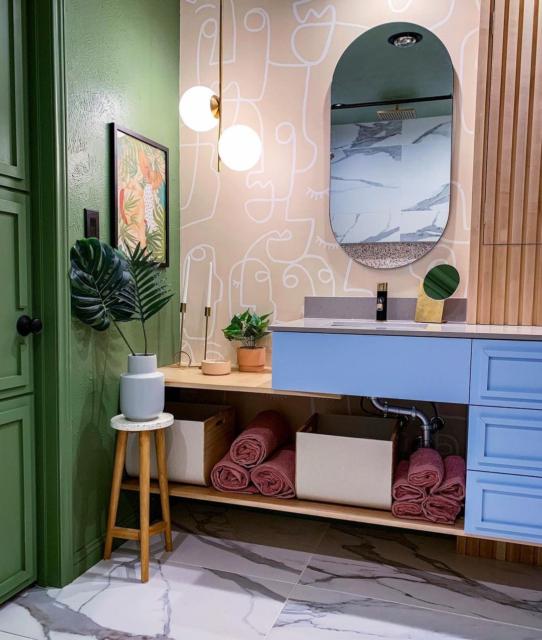 Mural Perfiles de Caras Grandes, Rosa | Murals Wallpaper