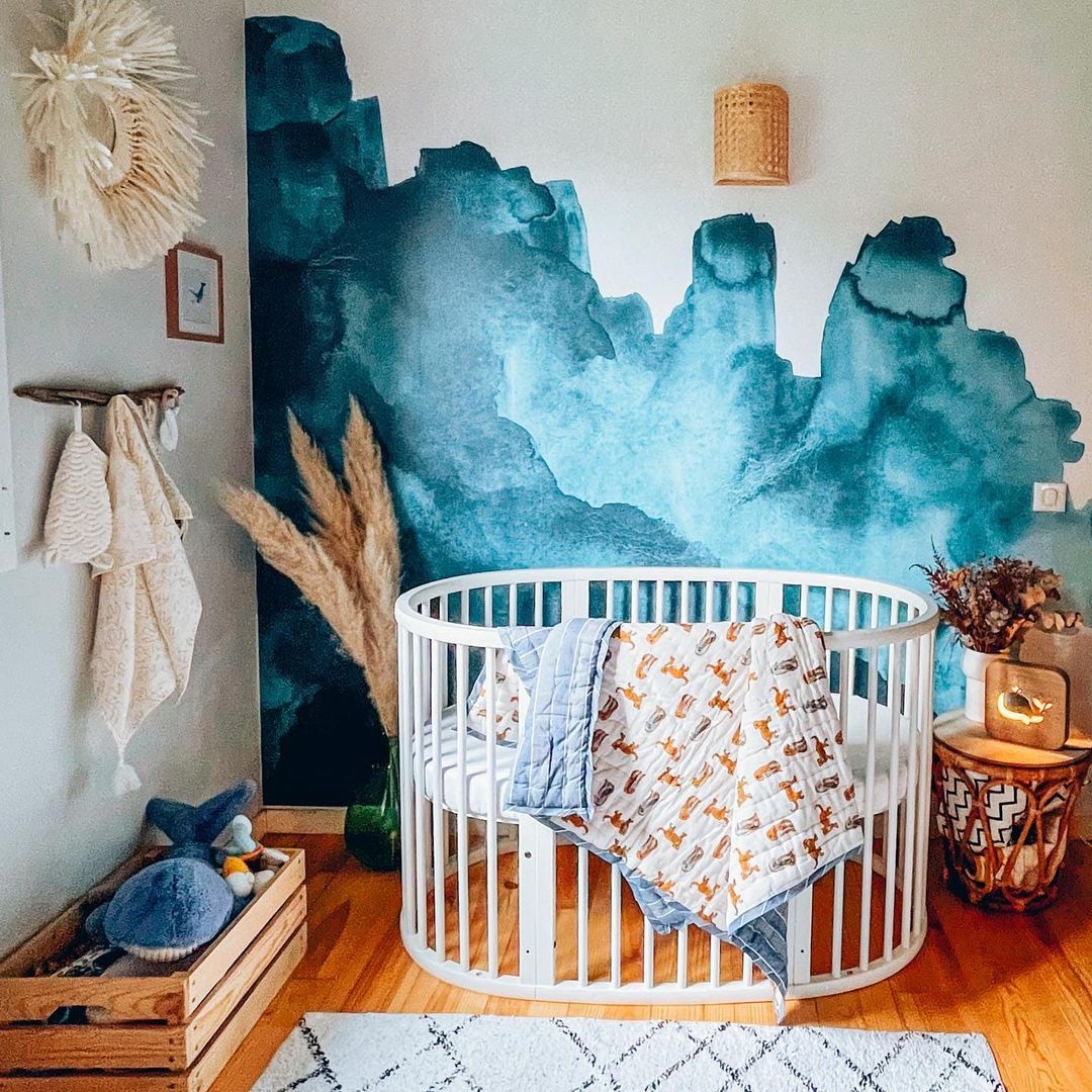 Teal Wall Mural Watercolour Effect Design MuralsWallpaper