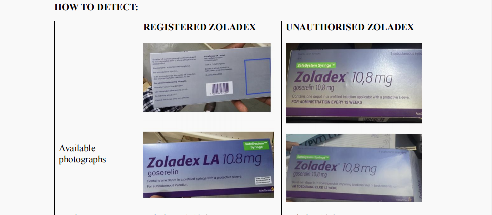 MCAZ warns public over unauthorised Zoladex cancer drug on market