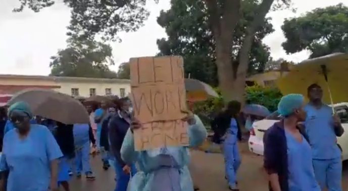 Nurses stage flash demonstration over poor wages as government pleads for patience