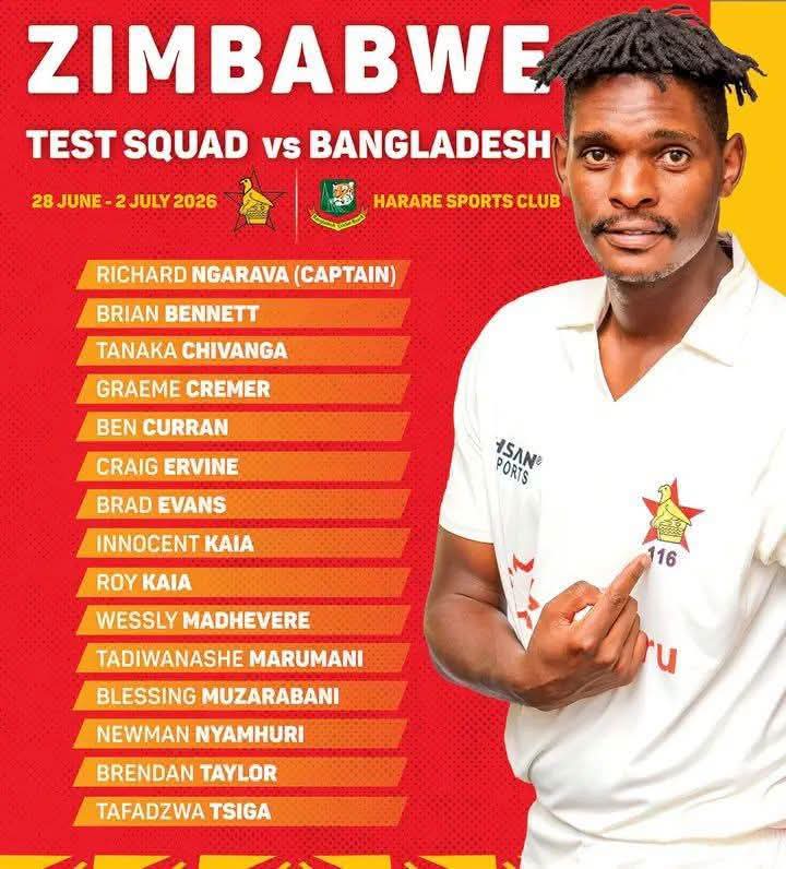Richard Ngarava named Zimbabwe Test captain for one-off against Bangladesh