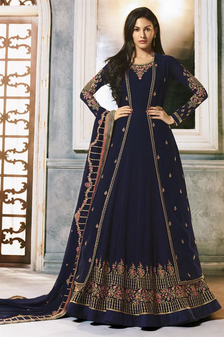 jacket anarkali suit design