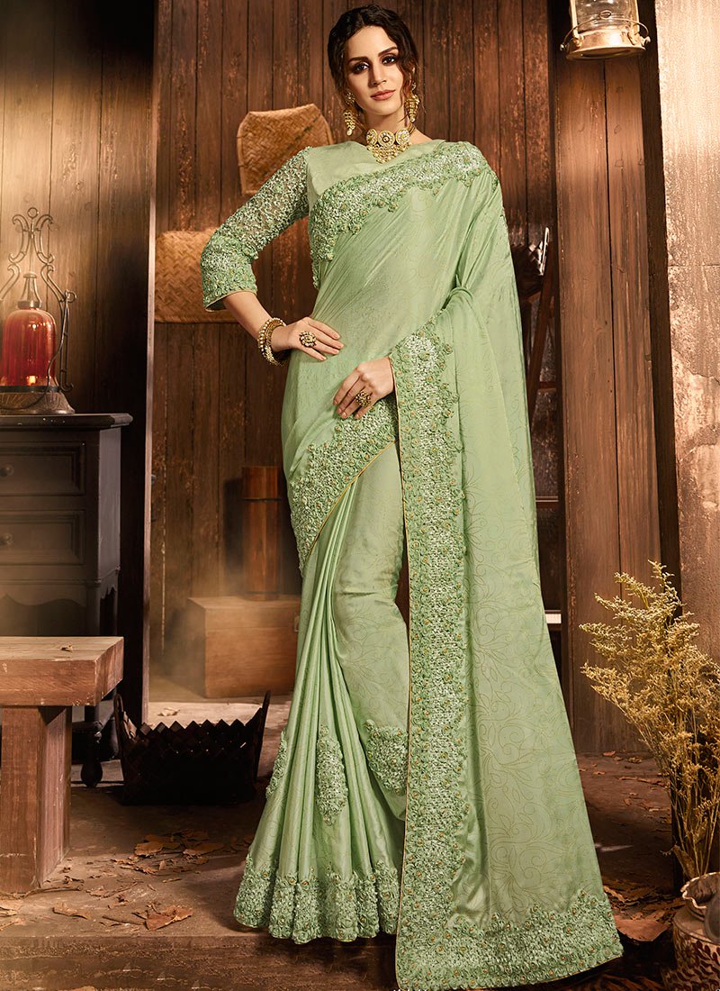 Light Green Embroidered Wedding Saree Sarees Designer Collection