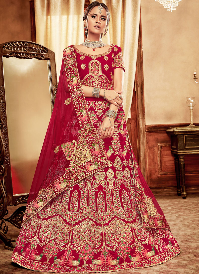 Red Velvet Bridal Lehenga Choli Lehengas Designer Collection