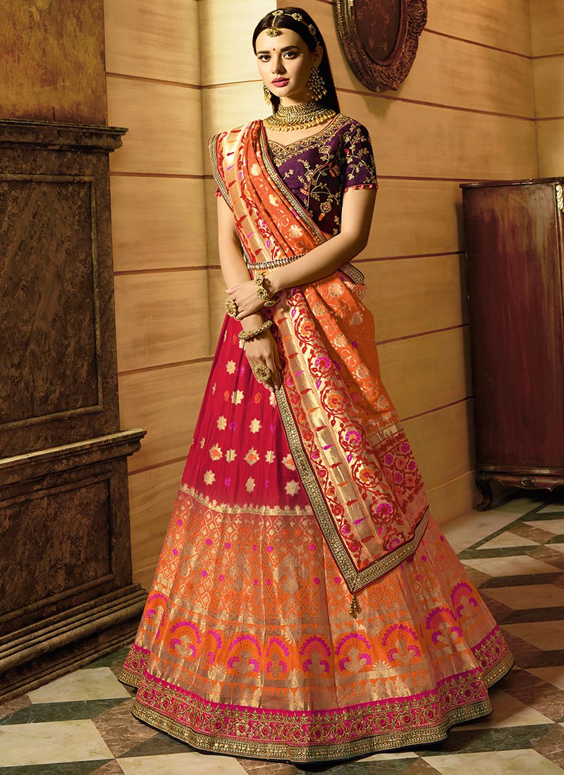 Brocade silk lehenga choli Clearance