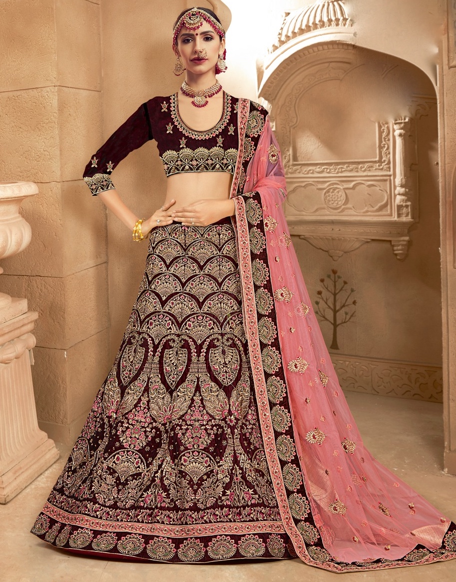 dark maroon lehenga