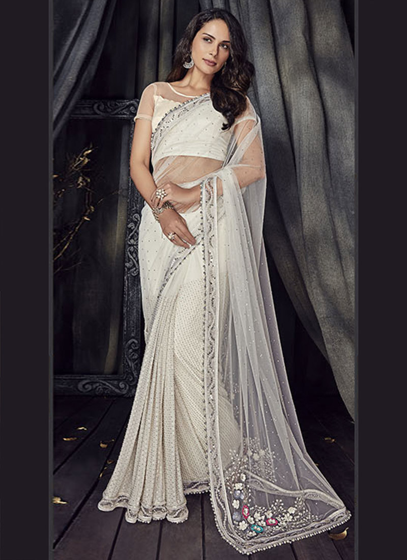 white net wedding sarees
