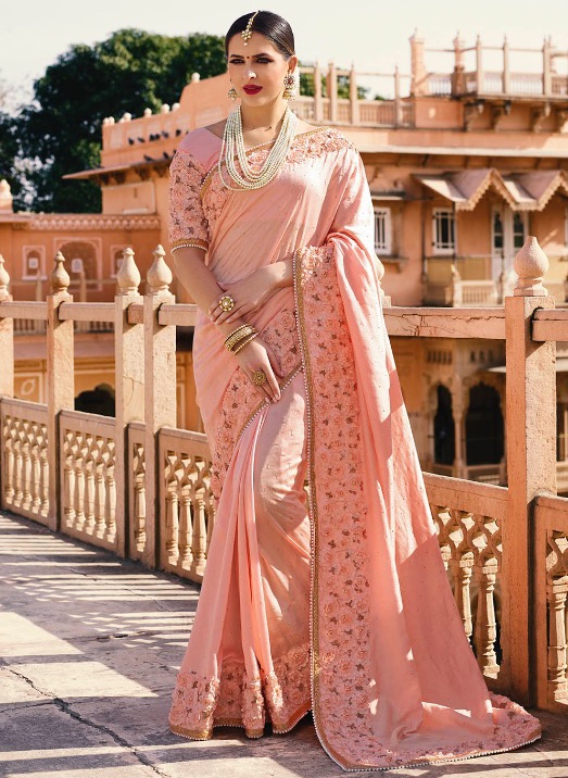 light pink wedding saree