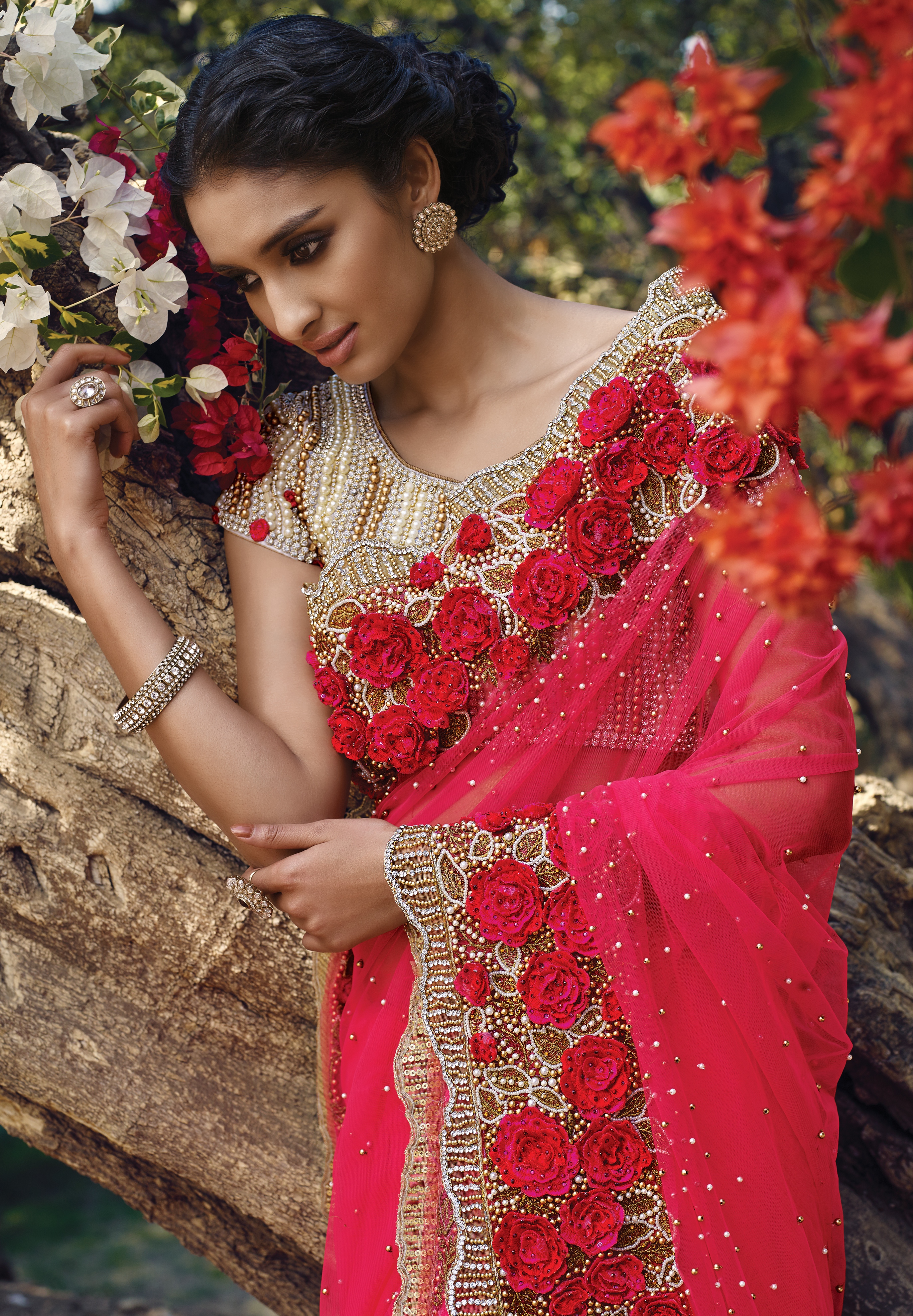 Heavy Bridal Pink Net Saree Sarees Designer Collection