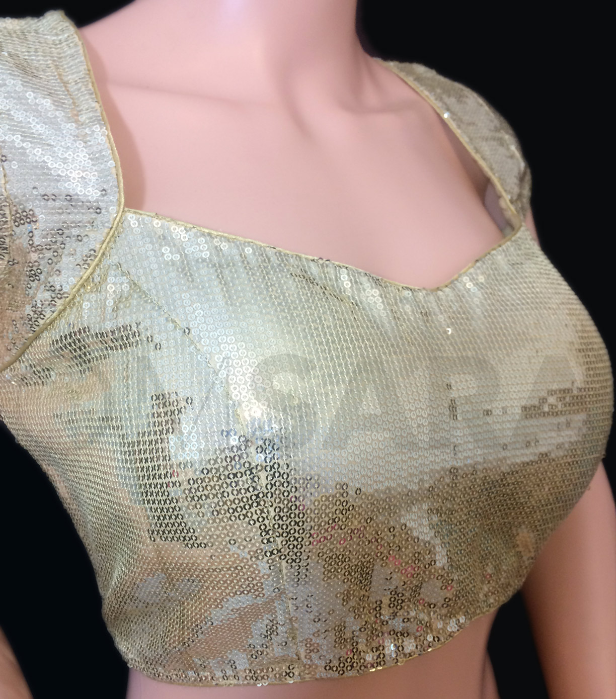 Designer Gold Sequin Cap Sleeve Blouse Readymade Blouses Designer