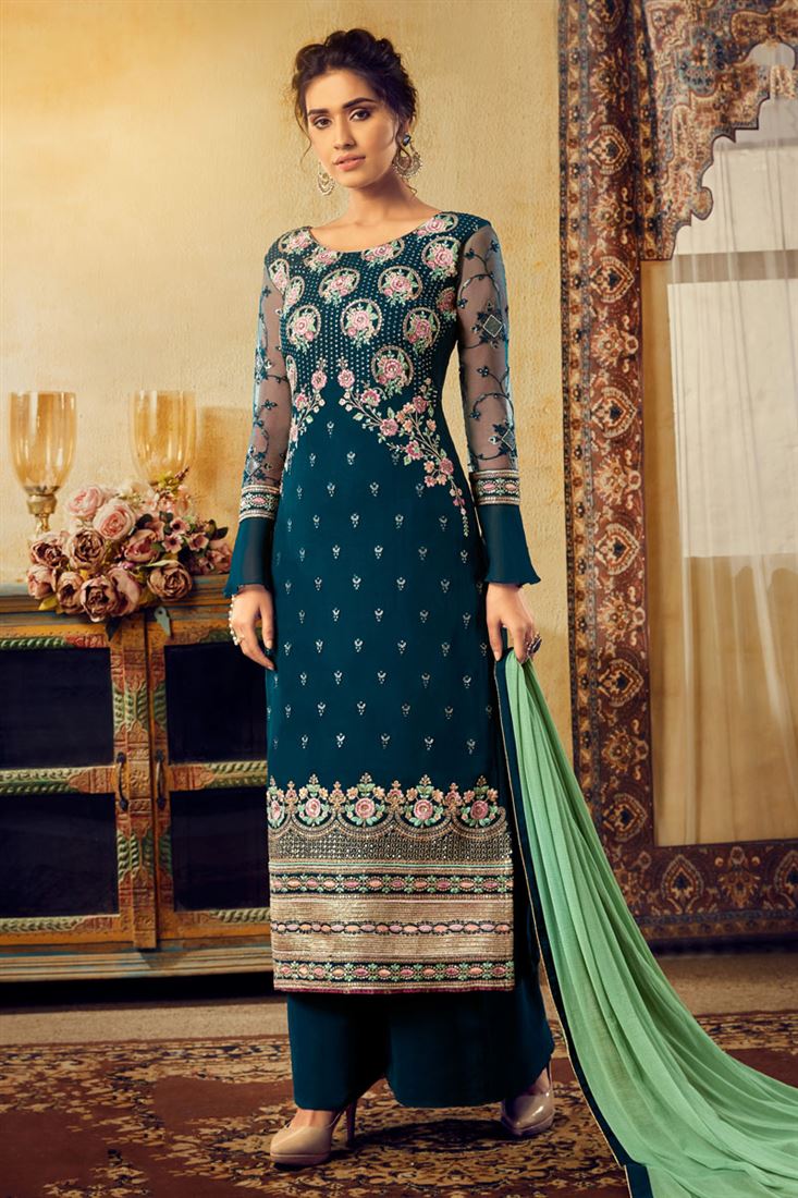 Peacock color salwar suit Clearance