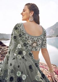 Black Swarovski Work Party Wear Saree