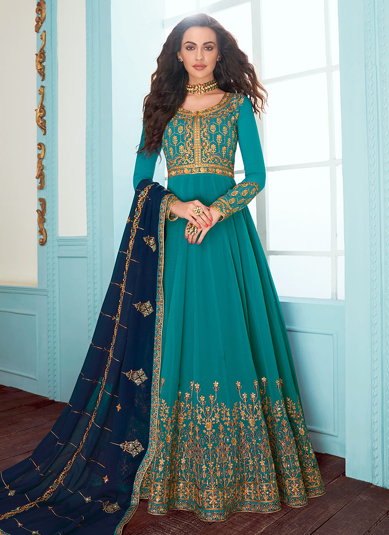 turquoise anarkali