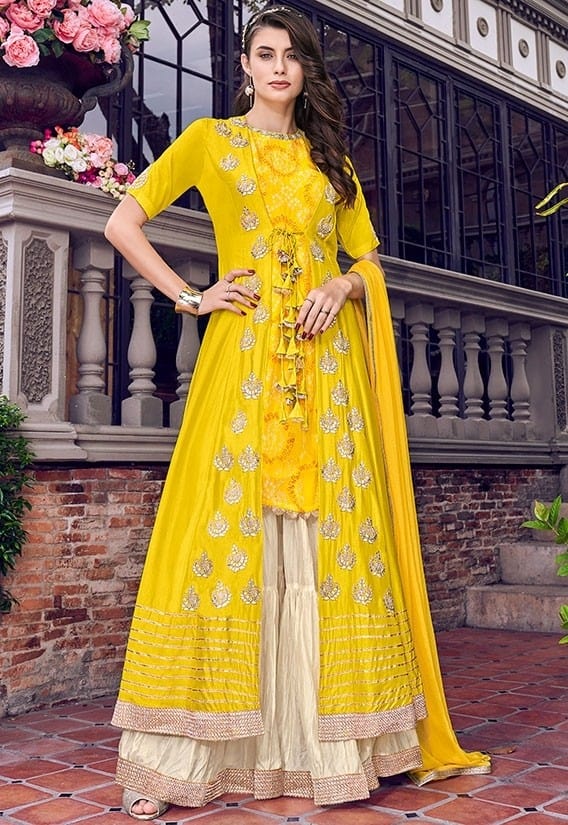 yellow anarkali gown