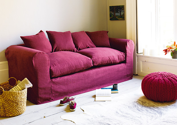 Bazaar sofa bed in blackcurrant from Loaf