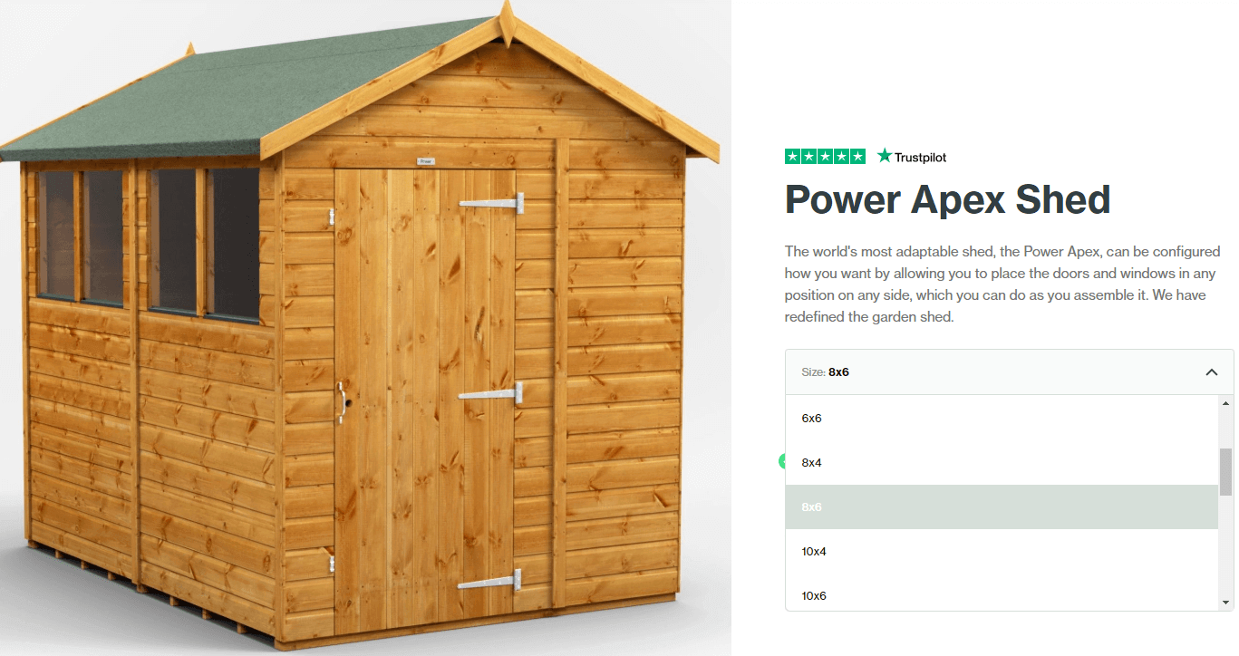 What are the dimensions of your garden sheds? Power Sheds