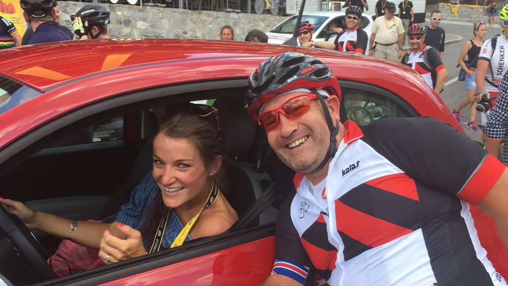 Lizzie Deignan stops for a photo