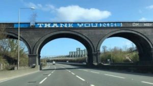Legendary motorway graffiti replaced with NHS thank you message