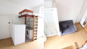 Tiny London flat with kitchen, washing machine and toilet under the bed is going for more than £800pm
