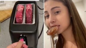 American unites the world in anger after cooking steak in a toaster