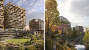 Work has begun on a huge new £23 million park in Manchester city centre