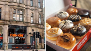 Dunkin’ Donuts has opened its first-ever Manchester branch in the city centre today