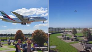 There’s a pub with a huge beer garden next to Manchester Airport’s runway