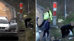 Drivers caught dumping rubbish on M6 forced to clean it up by police