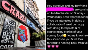 Crazy Pedro’s publicly calls out influencer asking for a free meal