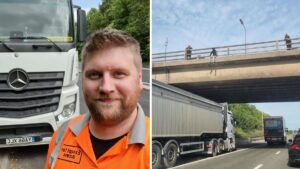 Lorry driver who helped stop man jumping from M62 bridge says police were the real heroes