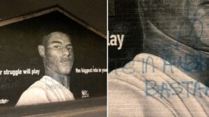 Marcus Rashford mural vandalised just an hour after England’s Euros defeat