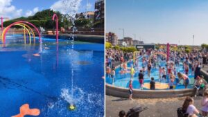 The free seaside Splash Park in Lytham St Annes has reopened for the summer holidays 