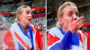 Teenage Olympic star blurts out ‘What the f**k?!’ on live TV after she’s stunned by win