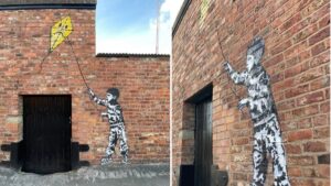 A new stencil mural has appeared in Stockport and people are saying the same thing