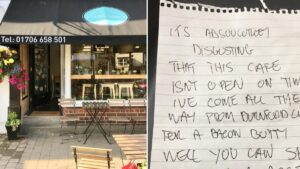 Customer leaves angry note for cafe because it wasn’t open when they wanted a bacon butty