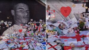 The Marcus Rashford mural can now be seen on Google Street View covered in letters of love and support