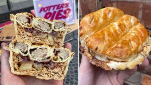 A Christmas dinner pie with a pigs in blanket sausage roll crust has been created