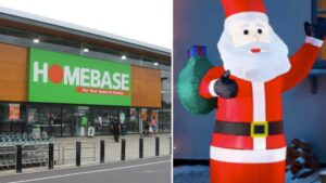 Homebase is selling a huge 6ft inflatable Santa with LED lights