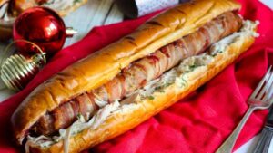 Aldi is selling a footlong pigs in blankets butty as part of its Christmas range