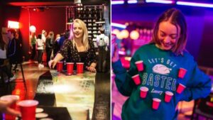 Manchester bar is selling a real life beer pong Christmas jumper so you can play it on the move