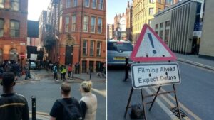 Filming for new heist series is happening around Manchester with shoot outs and car chases