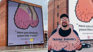 The ‘biggest balls in the UK’ are on display in Manchester to raise awareness of testicular cancer
