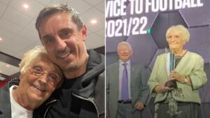 Manchester United receptionist Kath Phipps honoured with award after 54 years of service