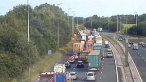 Drivers warned as M6 Northbound fully closed after lorry overturns