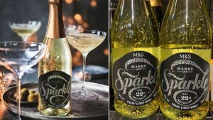 M&S has launched a £10 bottle of Christmas bubbly with edible gold leaf glitter